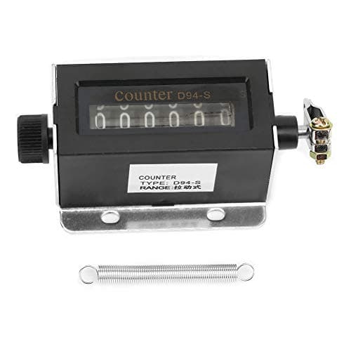 D94-S Mechanical Counter, 6 Digit Resettable Rotary Counter Mechanical Pulling Stroke Counter 0- Manual Tally Counter