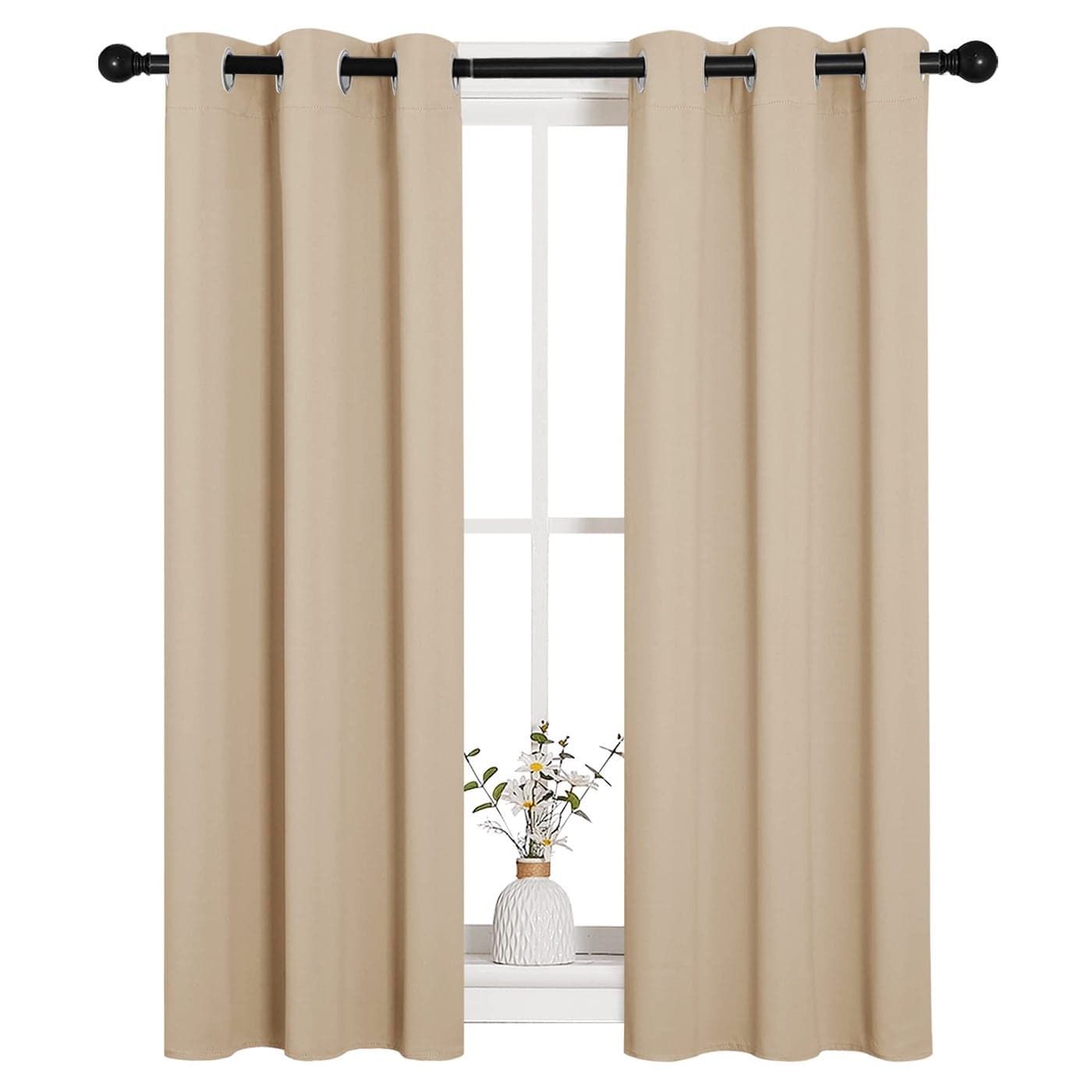 NICETOWN Room Darkening Curtain Panels for Living Room Thermal Insulated Grommet Room Darkening DraperiesDrapes for Window Biscotti Beige 2 Panels W29 x L45 Inch