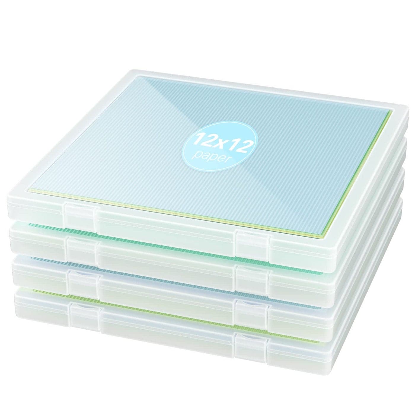 Denkee 12 x 12 Paper Storage 4 Pack Scrapbook Paper Organizer Storage Craft Organizers Box Portable Storage Containers for Board Game Craft Art Supplies
