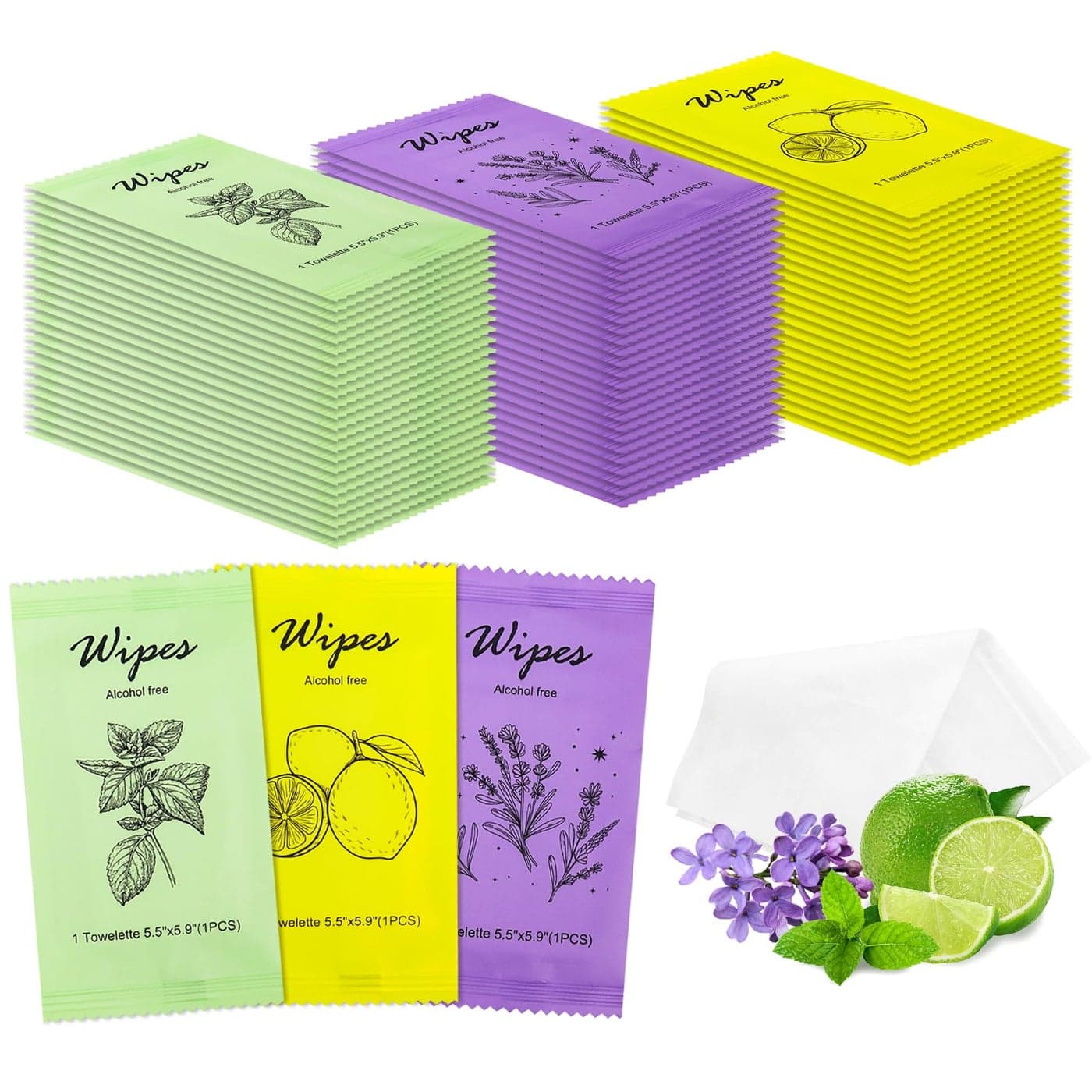 Individual Hand Wipes Wet Wipes Travel SizeWet Wipes Individually Wrapped Bulk Cleansing Travel Size Wipes for Wedding Travel Restaurant Barbecue60
