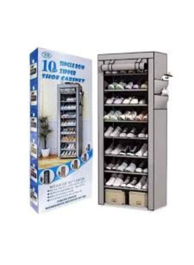 10 Layer Shoe Cabinet, Portable Shoe Storage Organizer with Dust Cover, Multi-Tier Space Saving Shoe Rack for Home Entryway Bedroom Closet, 58 × 30 × 158 cm