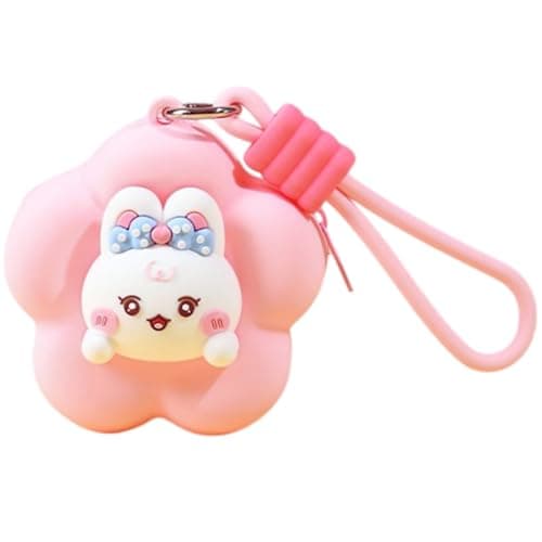 FunBlast Soft Silicone Coin Pouch – Cute Animal Design Mini Purse with Strap, Multipurpose Silicone Pouch, Small Zipper Wallet for Kids & Girls, Kawaii Coin Bag - 9 X 9 X 6.5 cm (Pink)