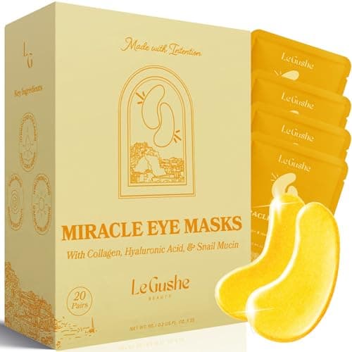 LE GUSHE Under Eye Patches Gold Under Eye Masks for Dark Circles and Puffiness With Collagen Amino Acids Gifts for Women Bridesmaid Gifts 20 pairs