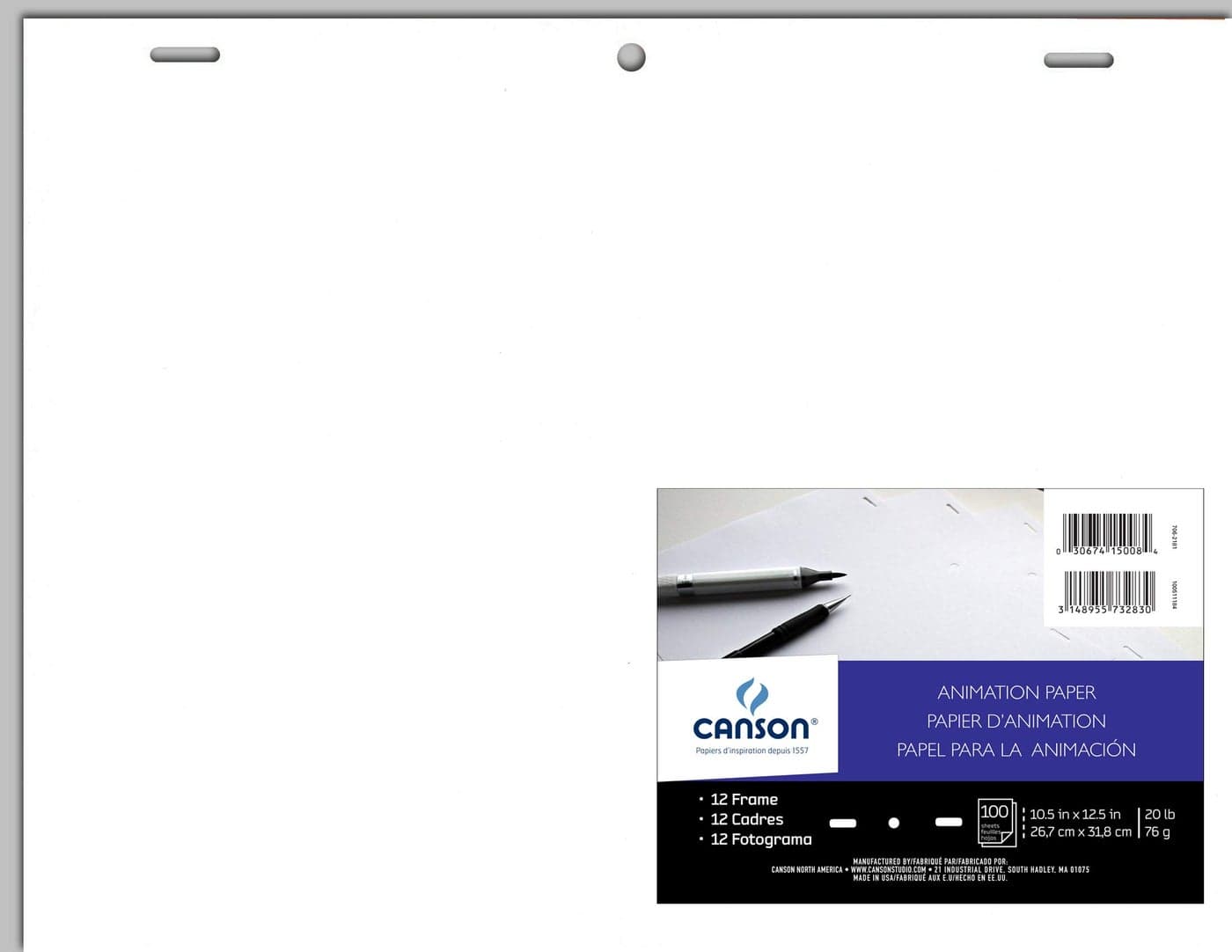 Canson Artist Series Comic Animation Acme Punched Paper, Bulk Pack, 10.5x12.5 inches, 100 Sheets (20lb) - Artist Paper for Adults and Students - Colored Pencil, Marker, Ink, Pen