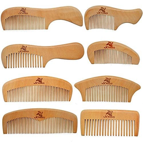 Xuanli® 8 Pcs The Family Of Hair Comb set - Wood with Anti-Static & No Snag Handmade Brush for Beard, Head Hair, Mustache With Gift Box (S021)