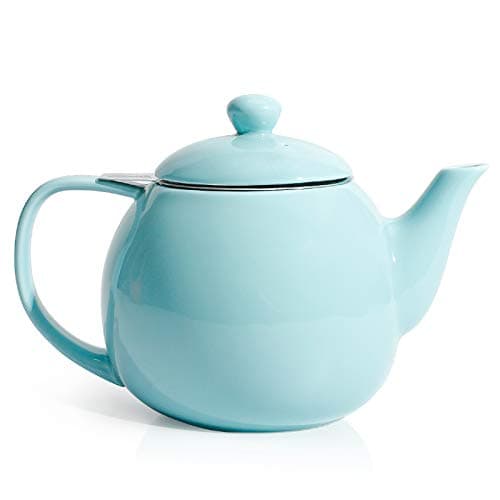 Sweese Teapot Porcelain Tea Pot with Stainless Steel Infuser Blooming Loose Leaf Teapot 27ounce Turquoise