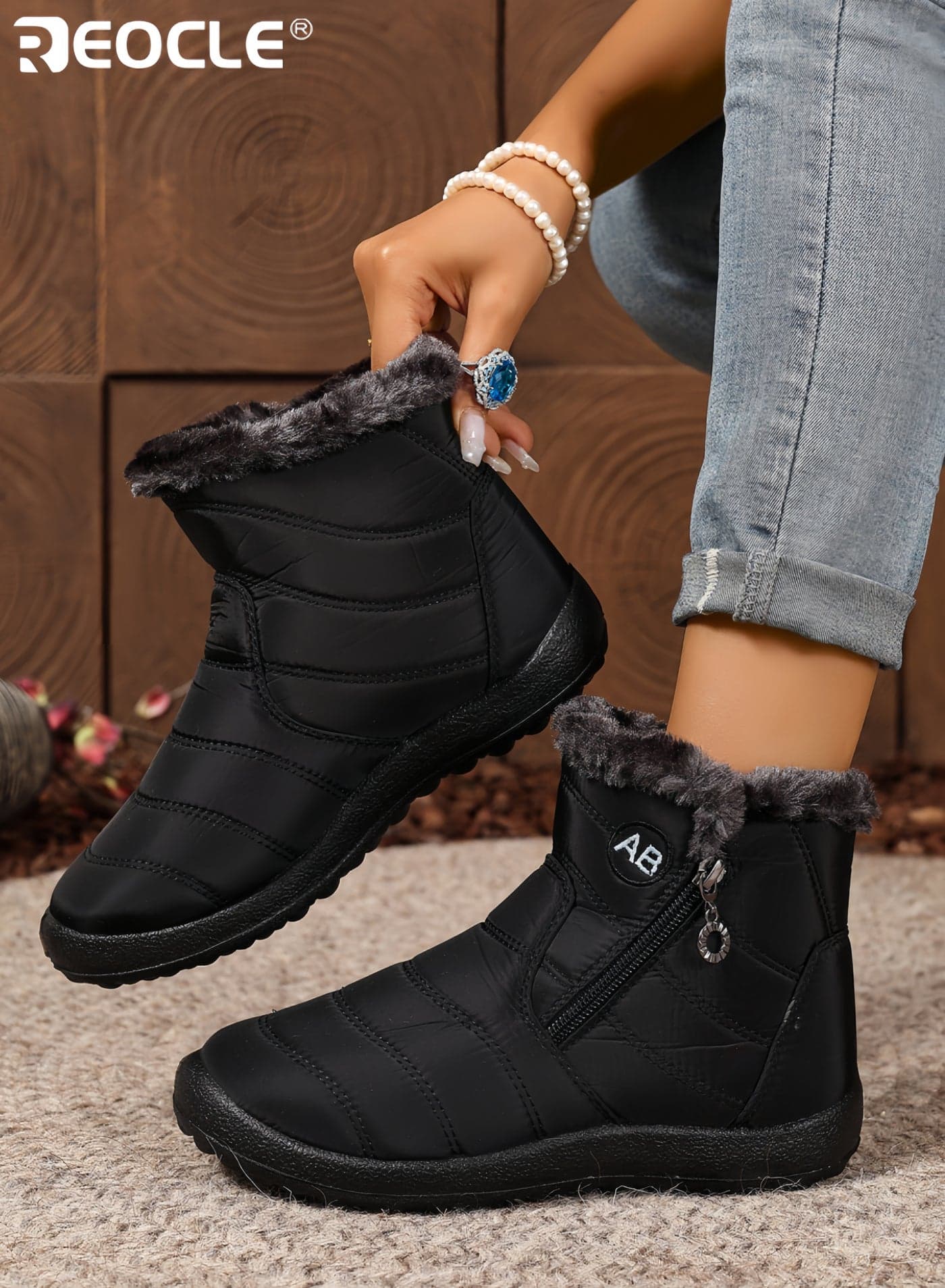Women's Winter Snow Boots with Fur Lining and Waterproof Design Ankle Booties with Warm Comfort for Outdoor Cold Weather