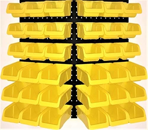 WALLPEG 36 Pack Pegboard Bin Kit 18 Medium 18 Large Yellow Peg Board Storage Bins Parts Organizer for Garage Workshop Craft Room Office Workbench Pegboard Accessory Organier MADE IN USA