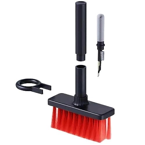 GLUN® 5 in 1 Black Cleaning Brush, Keyboard, TWS, Keycaps, Nylon & Metal, Portable & Desktop-Friendly