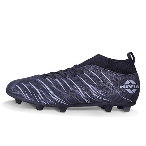 Nivia Carbonite 6.0 pro Football Studs for Men, PVC Synthetic Leather Upper, High Shear Strength TPU Sole, Knitted Collar Rib, Black, UK07