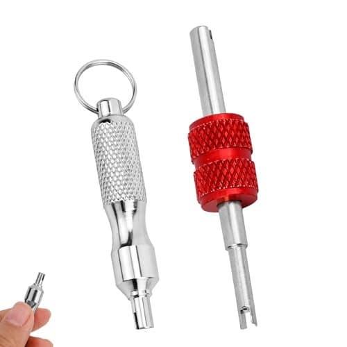 Penitue 2pcs Valve Core Removal Tool Keychains Dual Single Head Tire Stem Core Installation Remover Portable Valve Removal Tool Repair Accessories for Car Motorcycle Bicycle