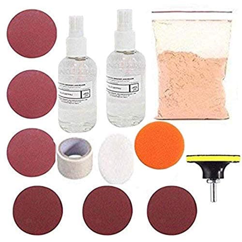 DIY Crafts 300 Grm Cerium Oxide, 4"inch Glass Polishing Scratch Remover Kit, 34Pcs/Set Glass Polishing Pads Kit Deep Scratch Remover (300 Grm Cerium Oxide, 4"inch Glass Polishing Scratch Remover Kit)