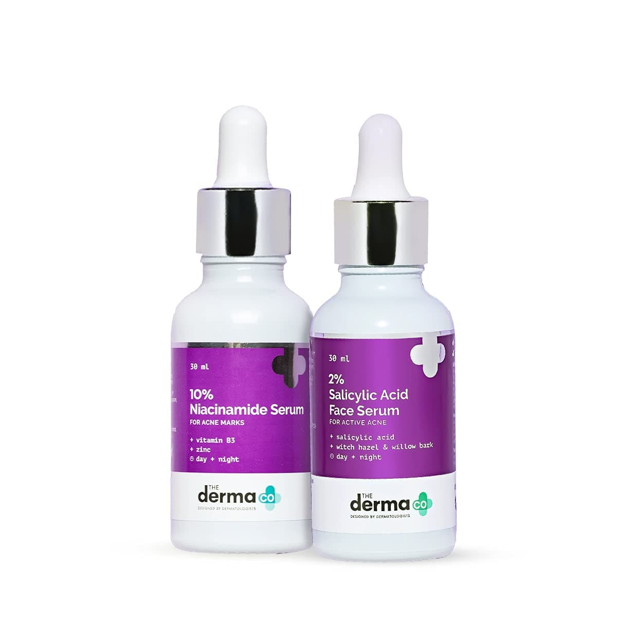 The Derma Co No More Acne Acne Marks Combo 2 Salicylic Acid Face Serum 30 ml 10 Niacinamide Face Serum 30 ml
