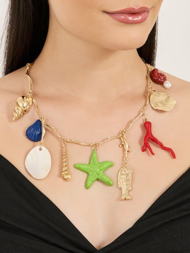 Styli Sea Shell Charm Drop Necklace