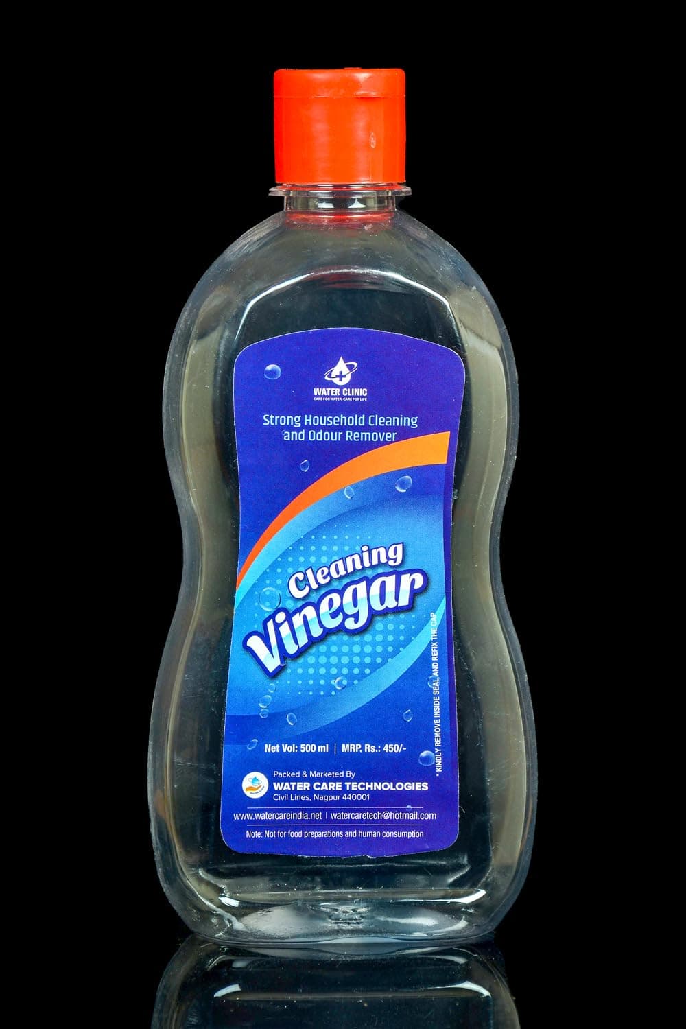 WATER CLINIC White Vinegar for Household Surface Cleaning/Glass Stainless Steel/Ceramic/Vegetables & fruits/Lime Scale Remover/Odor Removal in Fridge/Dishwasher 500 ml with Free Scrubber