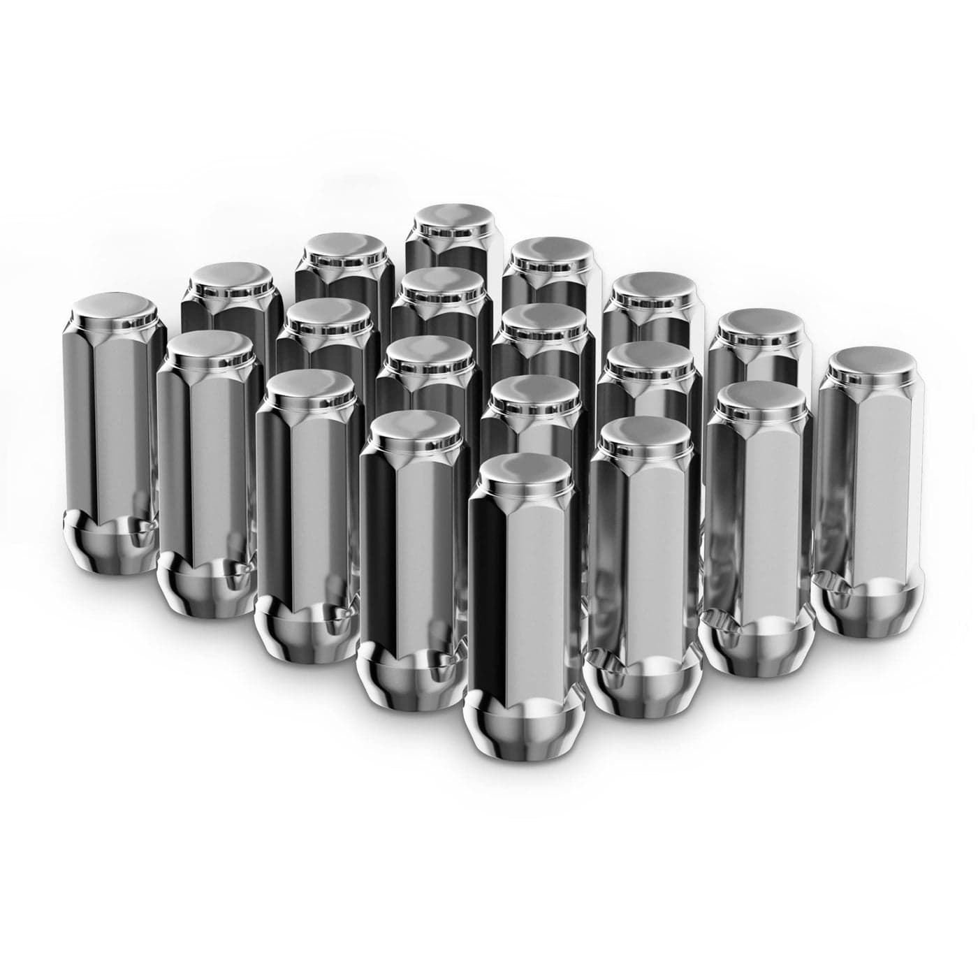 Richeer 20PCS 189 inch Chrome 1220 Closed End Bulge Acorn Lug Nuts Cone Seat 19mm Hex OnePiece Wheel Lug Nut for Bronco Mustang Ranger Safari YJ TJ KJ KK ZJ WJ WK XK MJ XJ
