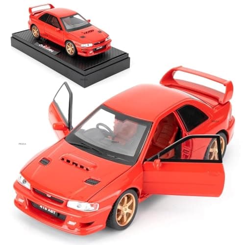 FEXXA 1/32 Compatible for Subaru Impreza WRX STI Model Car, Pull Back Diecast Collectible Car Toy with Sounds & Lights for Kids Boys Girls and Adults, Gift (RED)