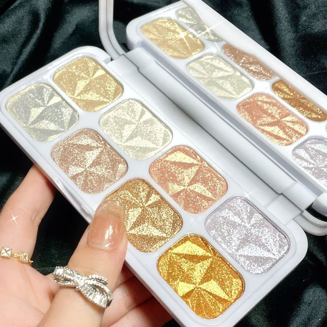 evpct 8 Colors Highlighter Makeup Palette for Face Highlighters Luminizers iluminadores de maquillaje profesional Gold Cheek Diamond Shimmer Stick Glitter Contour Bronzer and Highlighter Palette