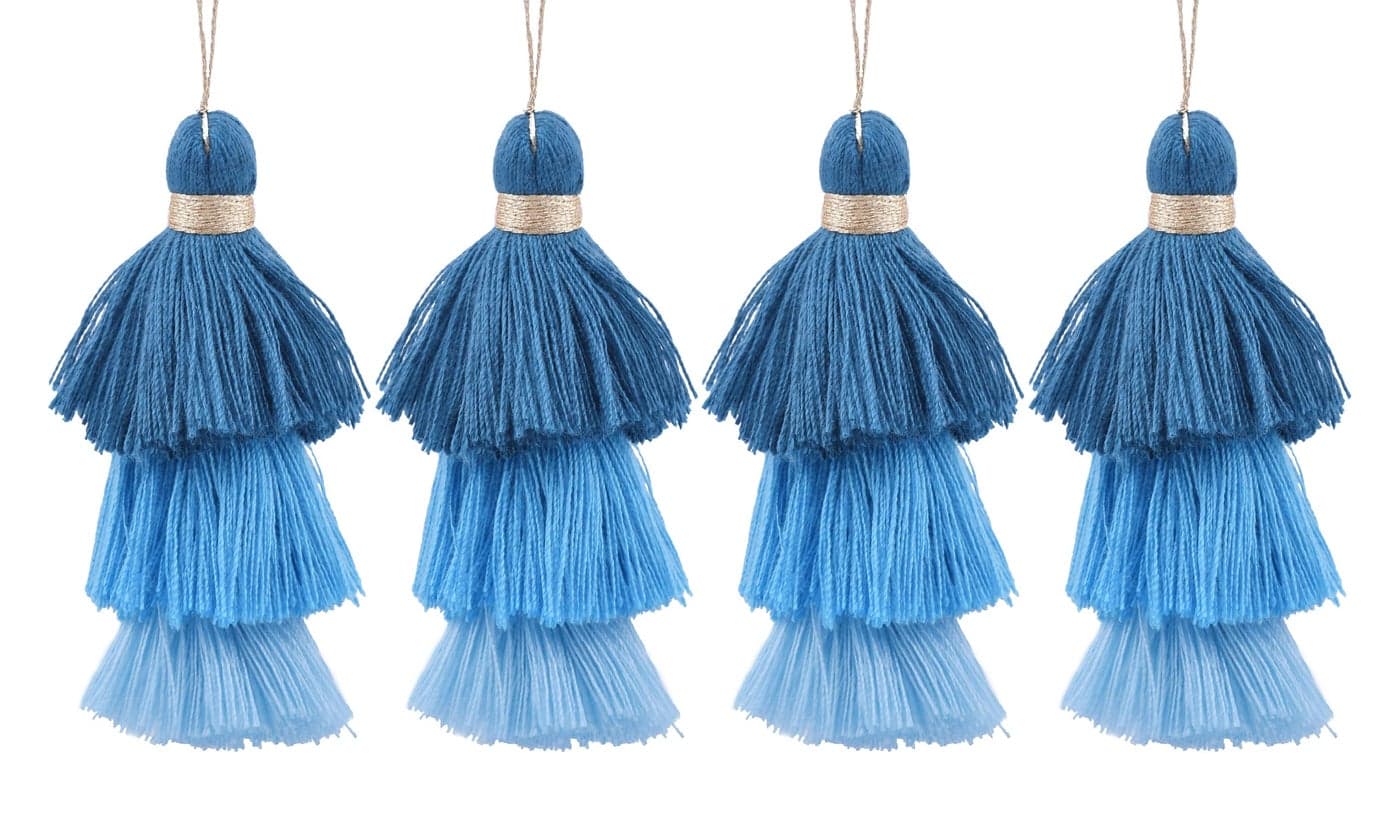 KONMAY Bulk 20pcs TriLayered Tassels with Hanging Loop for Jewelry Making Clothing