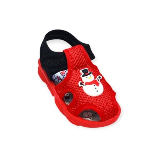 Coolz Kids Chu-Chu Sound Musical Sandals Coco-3 for Baby Boys and Girls Age 1-2 Years (Red-Black, UK Footwear Size System, Toddler, Age, Medium, 15 Months)