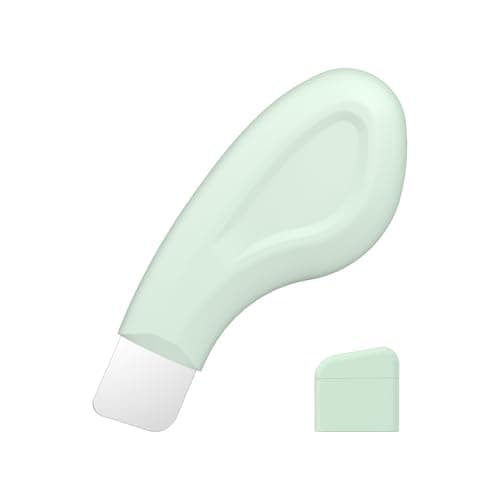 Sookga Blackhead Remover Tool Stainless Steel Face Scraper for Deep Cleansing Skin Scrubber Face Spatula with Silicone Cover Nose Blackhead Remover Skin Care Tool for Men and Women Green