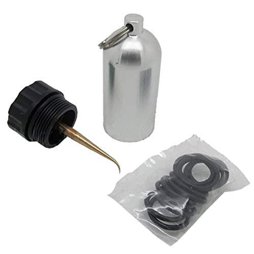 Scuba Choice Mini Dive Tank Key Ring - Silver | 10 O-Rings & Brass Pick - Compact Regulator Repair Kit, Leak Prevention Tool - Essential Diving Gear Accessory