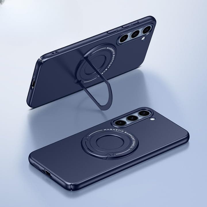 LuxuryKase Magnetic Case for Samsung Galaxy S24 | Built-in Kickstand | Premium Magnetic Support Shell | Hard Slim Protective Case | Mag-Safe Compatible - Blue
