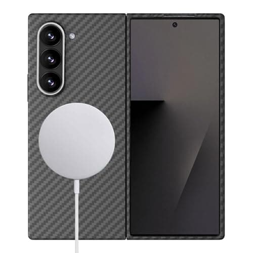 Sisyphy Super Slim Case for Samsung Galaxy Z Fold 7 Aramid Fiber Cover with Carbon Fiber Texture Compatible with MagSafe Ultra Thin Lightweight Better Grip Without Bulk Black 1500D