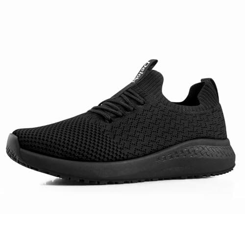 Delobi Non Slip Shoes for Women Food Service Slip Resistant Work Shoe Restaurant Chef Kitchen Hospital Staff Walking Sneakers Breathable LightweightBlack 8