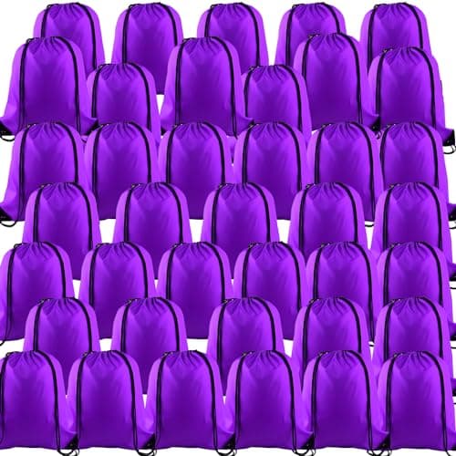 KUUQA 40Pcs Purple Drawstring Backpack Bag Bulk Sack Drawstring Bags Bulk String Bags Storage Bags for Sport Gym Traveling