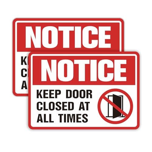 2PCS Keep Door Closed Sign,Self-Adhesive Weatherproof and Fade-Resistant Please Keep Door Closed At All Time Sign Sticker for Home, Office, Buildings, Workplace & More