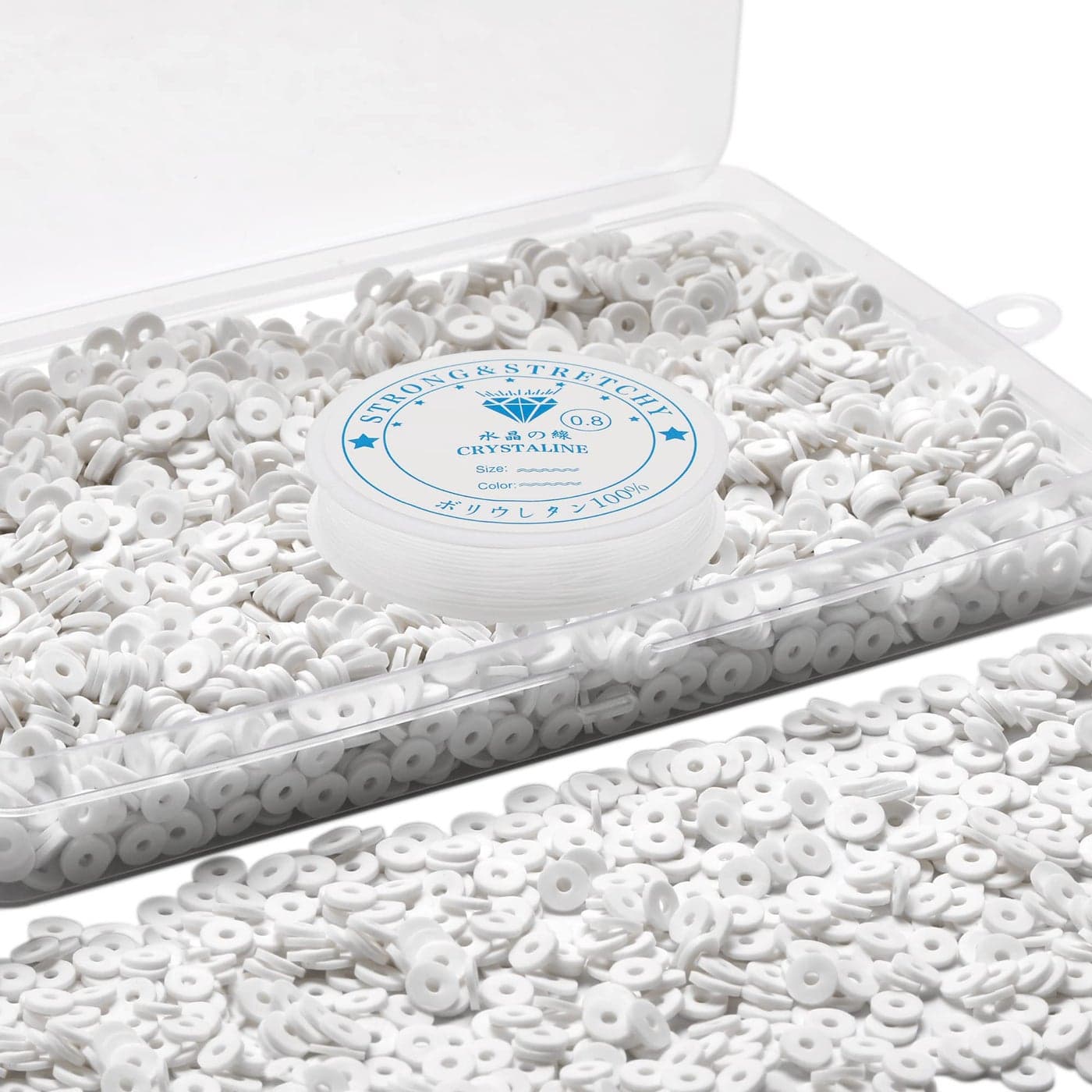 4000 Pcs White Clay Beads for Bracelets Making Polymer Spacer Flat Beads DIY for Jewelry Necklace Earring Making Kit Preppy Aesthetic Heishi Heshie Thin Disk Beads Assortments Set 6MM