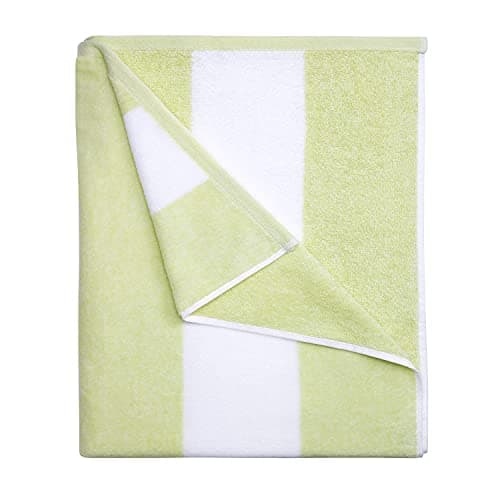 HENBAY Cotton Oversized Beach Towel - Large 70 x 35 Inch Pool Towel, Aqua Striped Quick Dry Swimming Cabana Towel