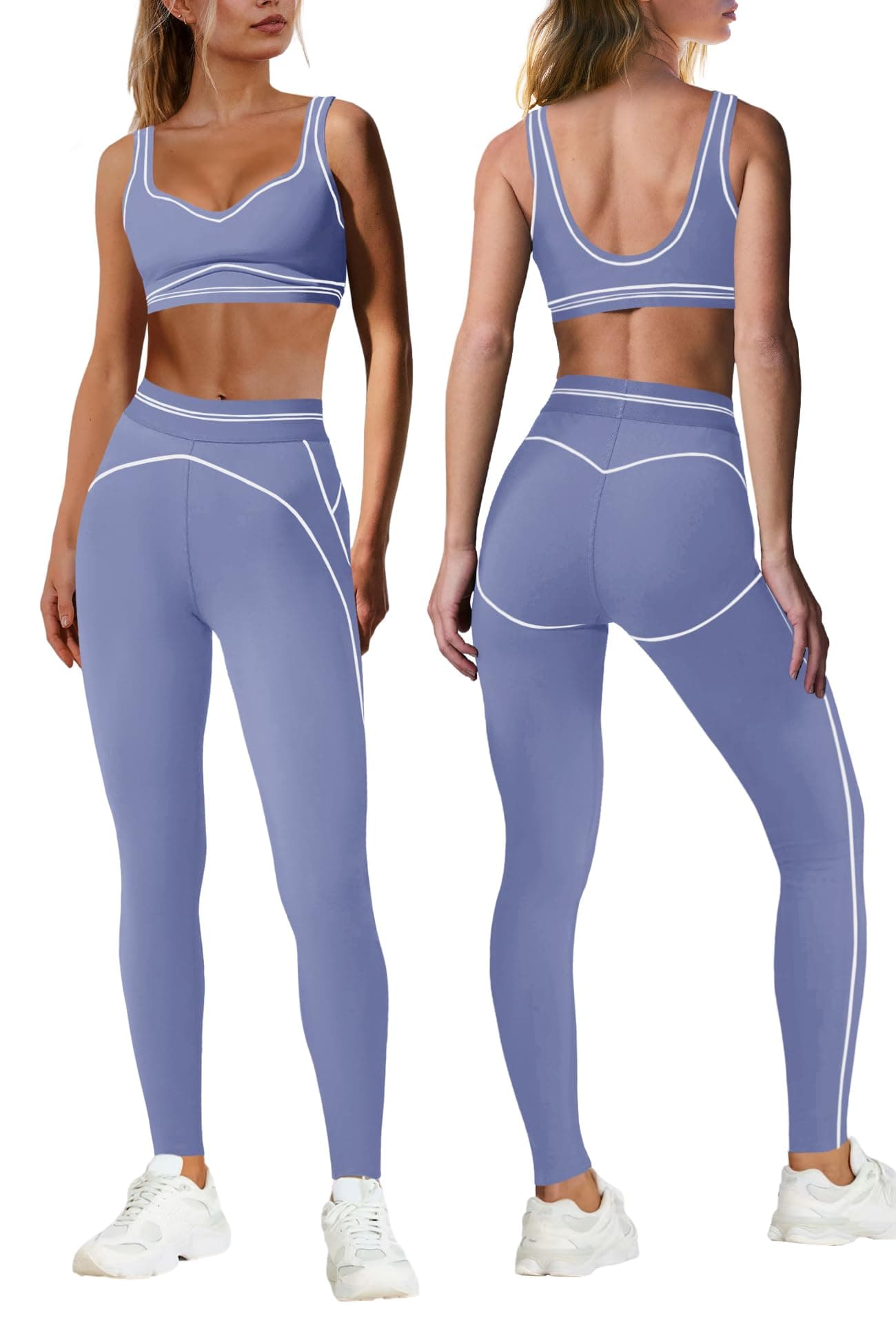 Nirovien Gym Outfits for Women Sports Bras and Leggings Sets for Womens Workout Sets Yoga Ballet Gym Outfits(Lavender Purple,XS)