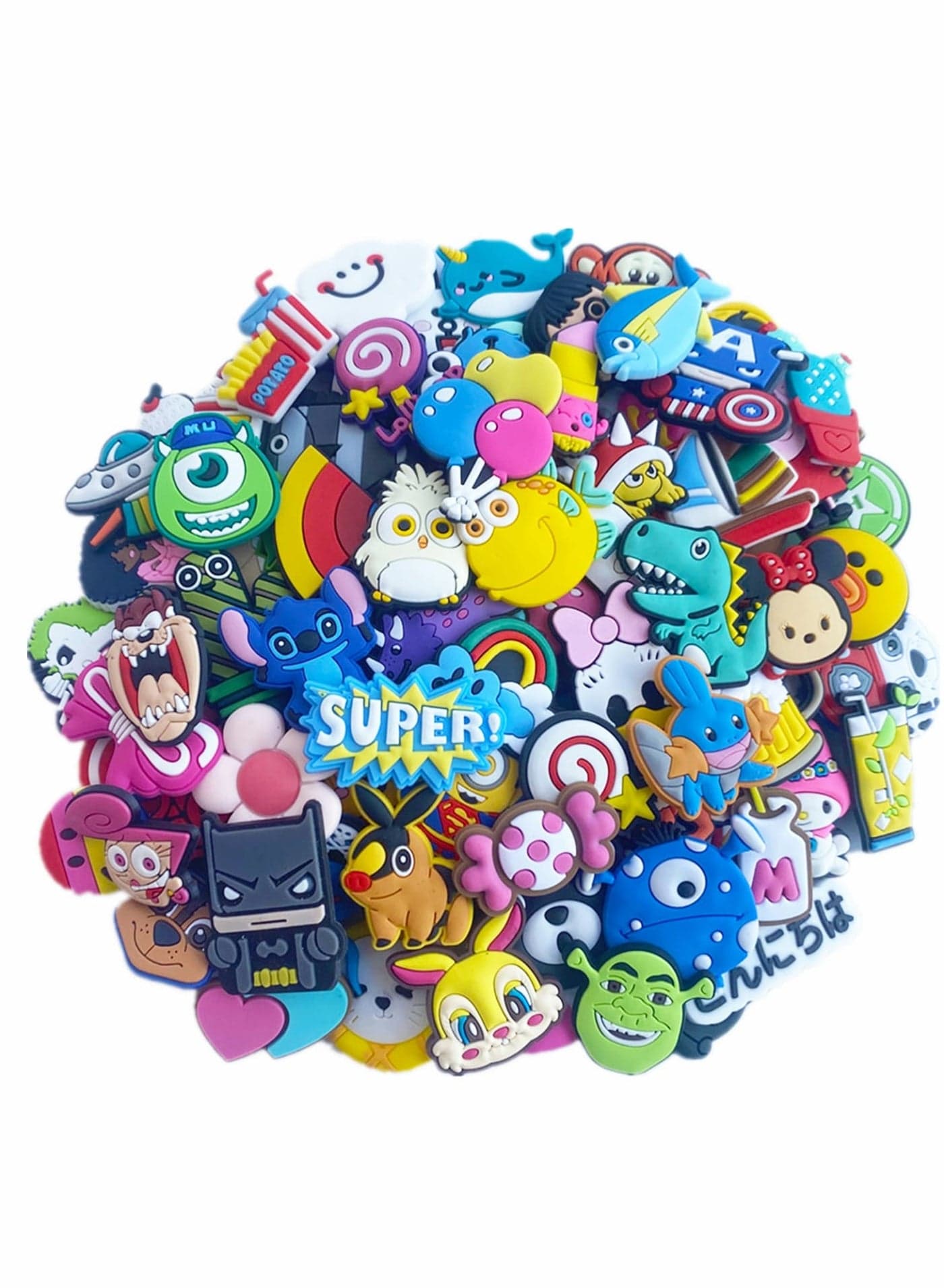 Shoe Charms for Shoe, Cartoon Shoe Accessories Decoration for Shoes Shoes PVC Charms Bracelet Wristband for Men Women Kids Girl Boy, Buckle Party Favors Birthday Gifts, 50 pcs Random