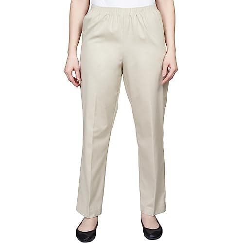 Alfred Dunner Women's All Around Elastic Waist Cotton Short Twill Pants, Stone, 12