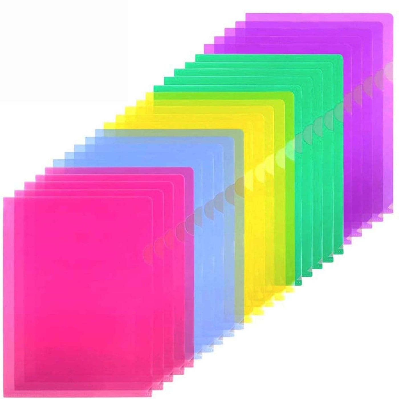 Sooez 25 Pack Clear Document Folder Project Pockets Clear Plastic Folders Letter Size Plastic Document Folders Paper Poly Jacket Sleeves Folders Copy 5 Assorted Colors