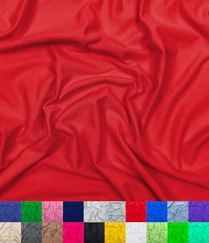 Barcelonetta Cotton Spandex Fabric by the Yard Stretchy Breathable Lightweight Cotton Fabric 60 Wide Roll Sewing 95 Cotton 5 Spandex Red 1 Yard