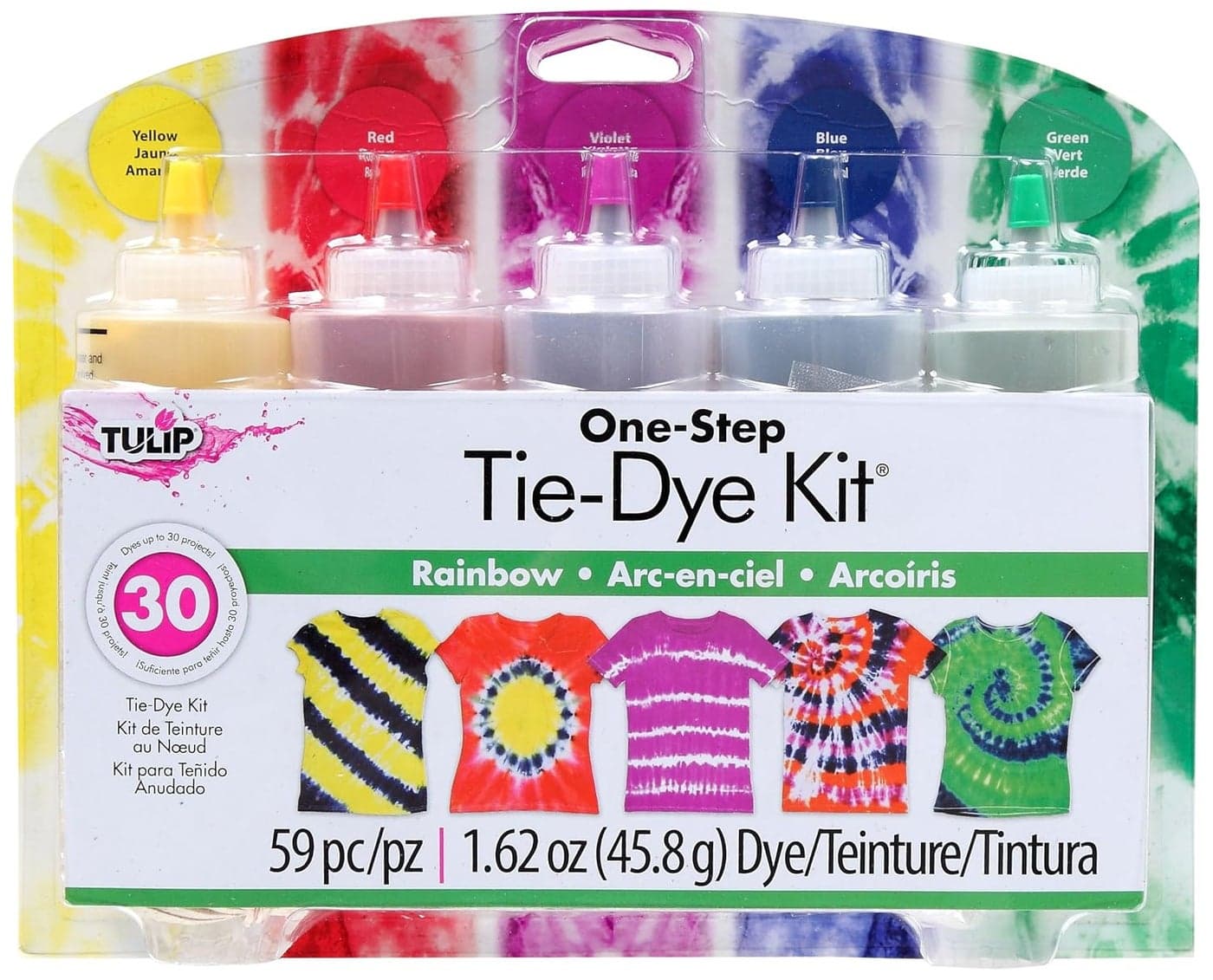 Tulip One-Step 5 Color Tie-Dye Kits Rainbow,1.62oz,, Multicolor