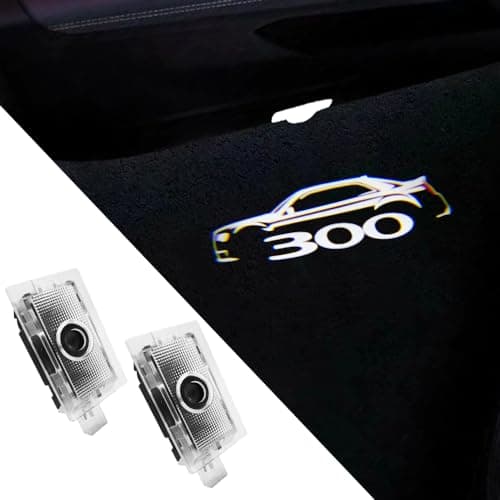 2PCS LED Car Door Logo Projector Lights Compatible with 300 300C 300S 2005present Ghost Shadow Light Laser Courtesy Step Lights Puddle Lamp Accessories 300 line