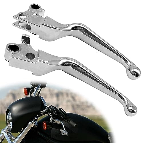 CmeRto 1 Pair Silver Motorcycle Hand Levers Brake Clutch Lever Chrome Brake Clutch Handle Compatible with Harley Sportster 883 1200 Dyna Touring Road King Heritage Softail Fat Bob