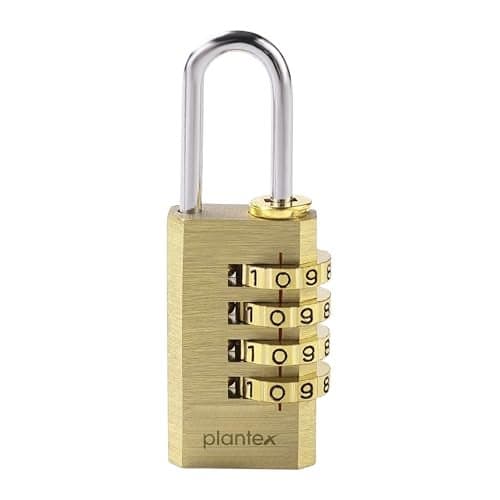 Plantex 4-Digit Code Combination Brass Locks/Number Lock/Portable Luggage Lock/Travel Lock for Briefcase/Laptop Bags - Pack of 1 (Small, Brass Antique)