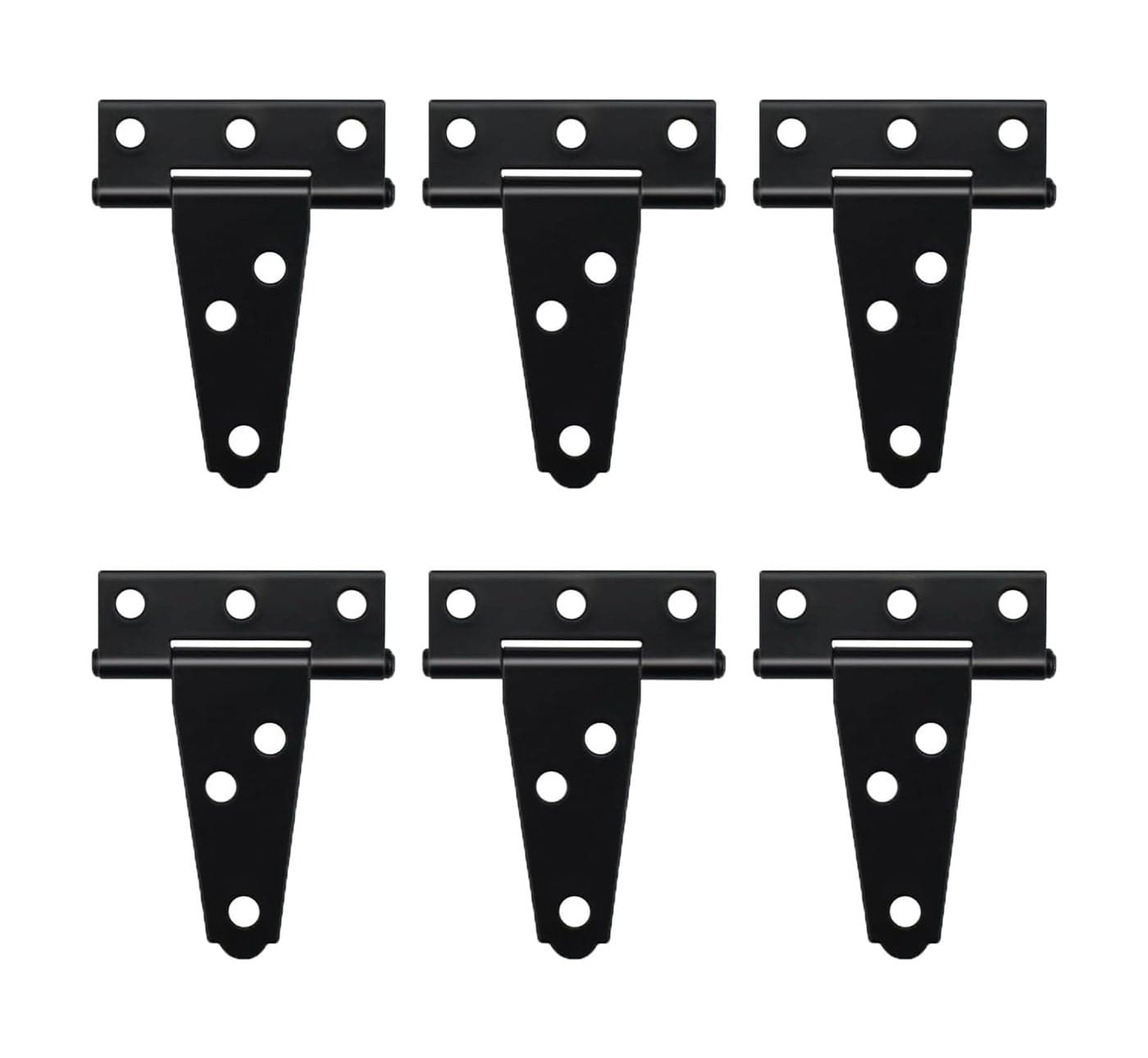 HLMOptimo Heavy Duty T Hinge, 6 pcs, 2 Inch, Black, Powder Coated Metal Alloy