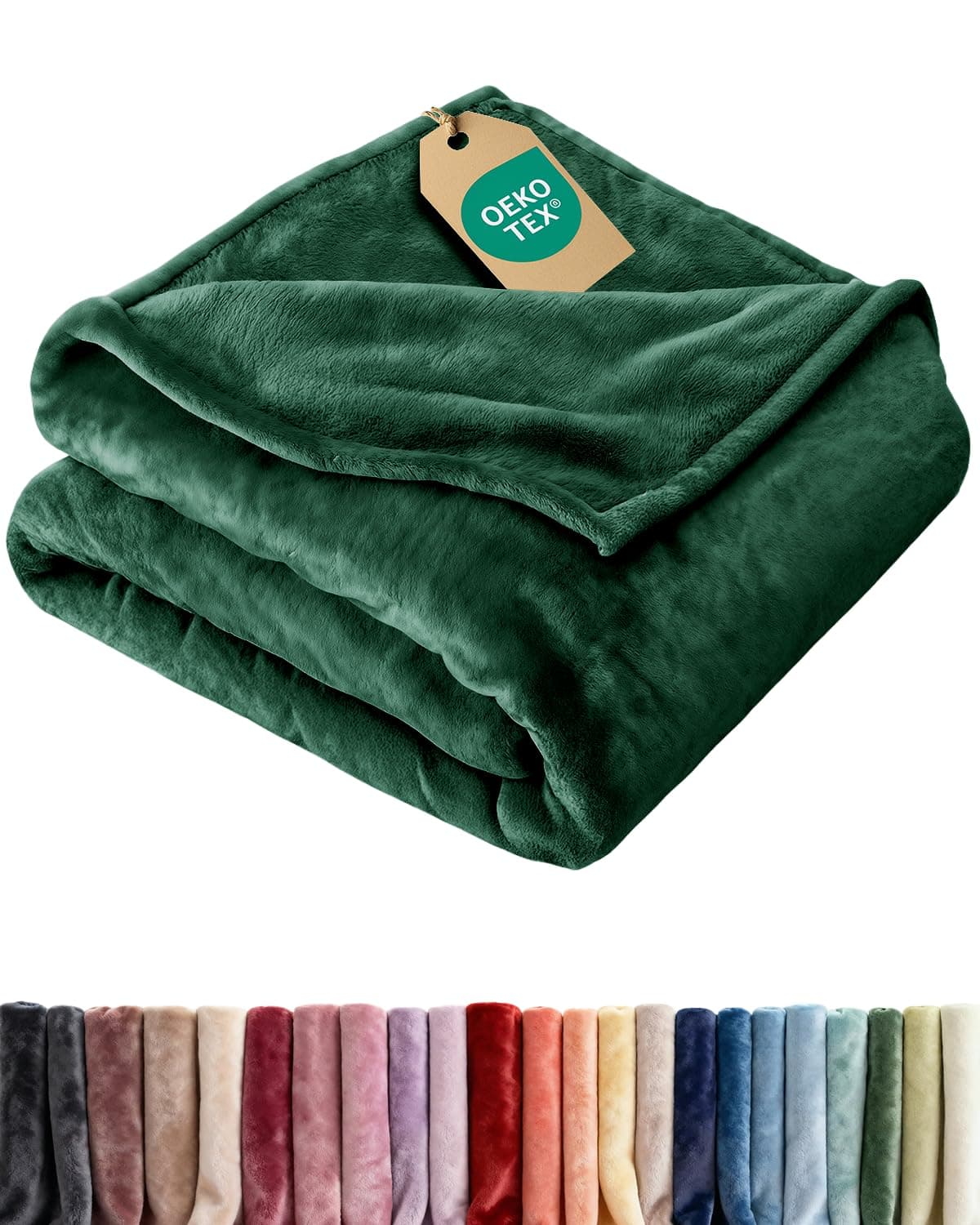 Ultra Soft Fleece Blanket Queen Size - Flannel Fleece Luxury Queen Blanket - Lightweight for Couch Bed Chair - Thick, Warm & Breathable - All Season Cozy Anti-Static Microplush Bedding, Forest Green