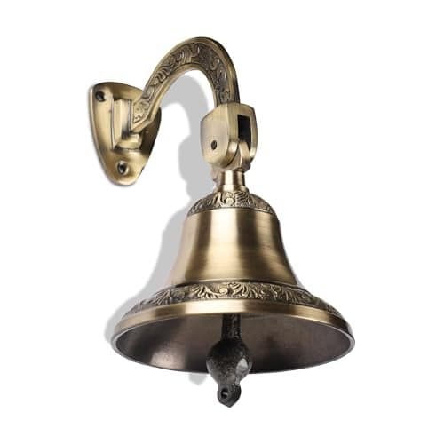 FAPBADRI Antique Brass Bell, Vintage look, Solid brass material, Deep sound, Design on base and top, Home decorative item