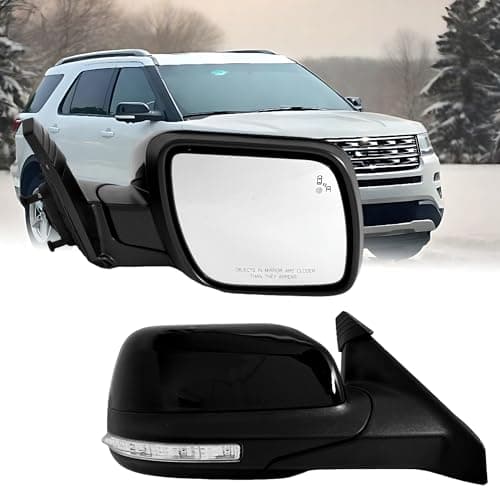Driver Side Mirror Compatible with Ford Explorer 2011-2019 with Blind Spot Light Turn Signal Light Puddle Light Heated Power Glass Power Folding with Memory 14 Pins Replace GB5Z17683