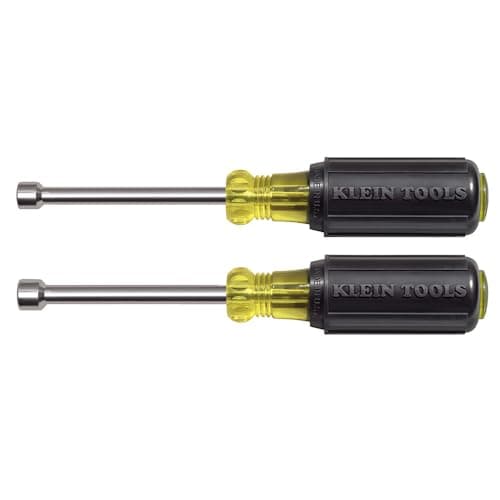 Klein Tools 630M Tool Set Made in USA Magnetic Nut Driver Set with Nut Driver Sizes 14 and 516Inch 3Inch Hollow Shaft Cushion Grips 2Piece