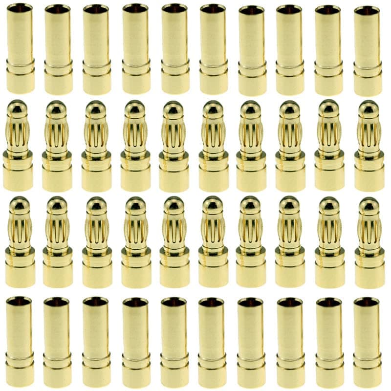 LINSYRC 20 Pairs GoldPlated 35MM Banana Plug Bullet Male and Female Connector Adapter for RC Lipo Battery ESC Motors 35MM