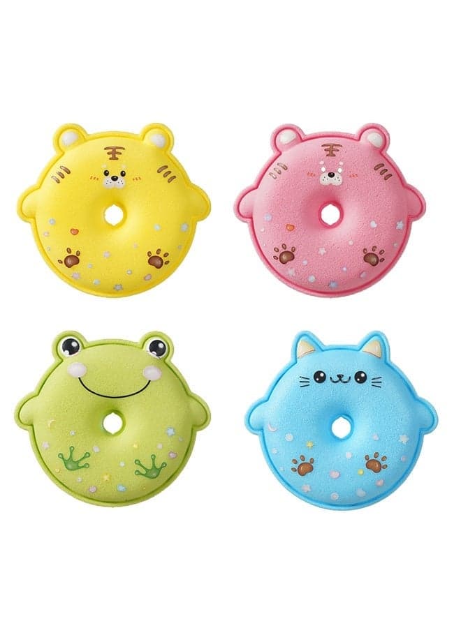 【4PCS Cartoon Bath Sponges】Kids Shower Loofah Baby Bath Scrubber | PVC + Polyurethane Material | 4 Color Animal Shapes Random Delivery | 3D Honeycomb Design | Rich Fluffy Fiber | Soft Skin-Friendly Rich Lather | Strong Water Absorption Painless Scrubbing | Suction Cup For Hanging | Fun Bath Time For