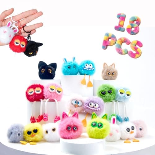 18 PCs Kids Keychains Keychain Cute for Birthday Goodie Bags Stuffers Easter Egg Fillers for Kids Easter Egg Stuffers Classroom Prizes Elementary Carnival Prizes in Bulk Backpack Treasure Box
